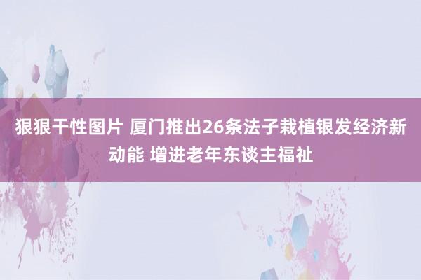 狠狠干性图片 厦门推出26条法子栽植银发经济新动能 增进老年东谈主福祉