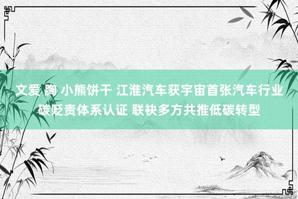 文爱 胸 小熊饼干 江淮汽车获宇宙首张汽车行业碳贬责体系认证 联袂多方共推低碳转型