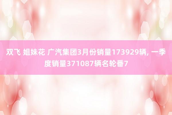 双飞 姐妹花 广汽集团3月份销量173929辆, 一季度销量371087辆名轮番7